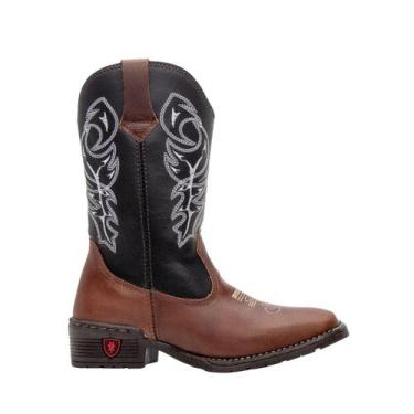 Imagem de Bota Texana Country Infantil Texas Gold de Couro Delegada, 30, Café