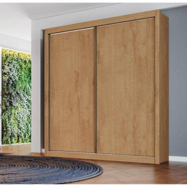 Imagem de Guarda Roupa Solteiro 2 Portas de Correr 4 Gavetas Zurique Móveis Europa Amêndoa/Off White