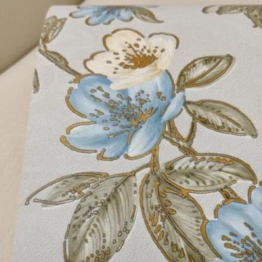 Imagem de Papel de Parede Importado Sala Lavabo Floral Azul Vinílico Homehaus Lu