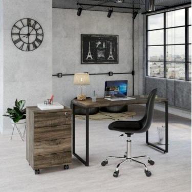 Imagem de Escrivaninha Mesa Escritório Industrial 120cm com Gaveteiro 4 Gavetas 