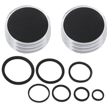 Imagem de Suporte de encaixe de moeda, pacote com 6 porta-moedas de dólar de prata para colecionadores, com junta de espuma, círculo, serve para moedas de 16/20/25/27/30/38/46 mm, preto transparente