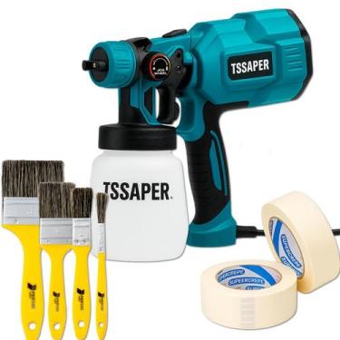 Imagem de Kit Pintura 1 Pistola Pulv. 550w, 4 Pincéis E 2 Fitas Crepes - TSSAPER