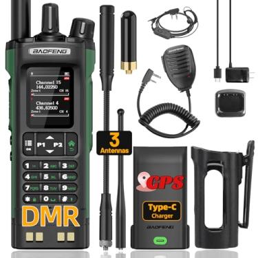 Imagem de Rádio amador Baofeng DM32 DMR Rádio portátil recarregável Walkie Talkies DM32UV Rádio bidirecional DM32UV Rádio meteorológico NOAA com GPS, frequência de cópia 2500mAh Bateria USB-C carregamento com