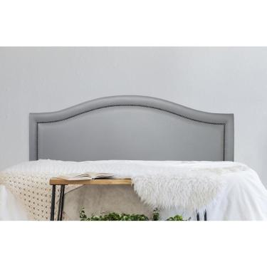 Imagem de Cabeceira Casal Curva Luxo 140x60 Courino Cinza - Tachas Fumê