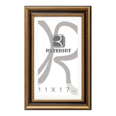 Imagem de RYZERIRT Moldura de madeira de 28 x 43 cm, exibe imagens de 23 x 38 cm com tapete ou 28 x 43 cm sem tapete, molduras douradas para pôster, moldura para pendurar na parede 06