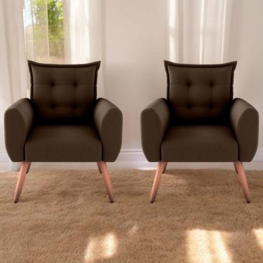 Imagem de Jogo De Poltronas Decorativas Emma Suede Marrom
