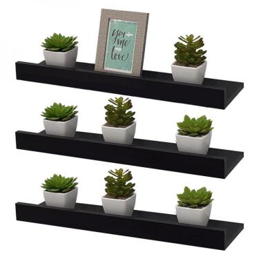 Imagem de Kit 3 Prateleiras Porta Quadros 80 X 10cm Suporte Invisível