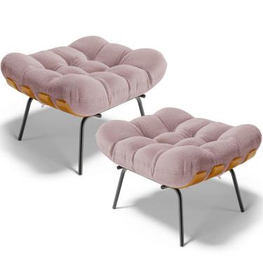 Imagem de Kit 2 Puff's Decorativos Costela L02 Bouclê Rosê - Lyam Decor