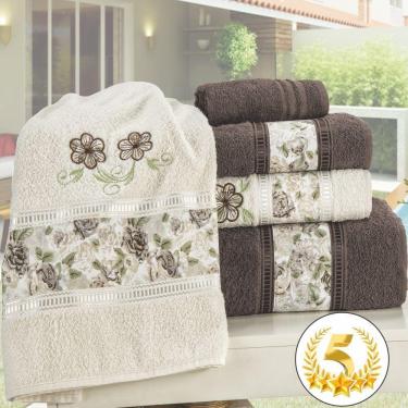 Imagem de Jogo Toalhas Banho 5 Peças Amore - Tabaco - Palha