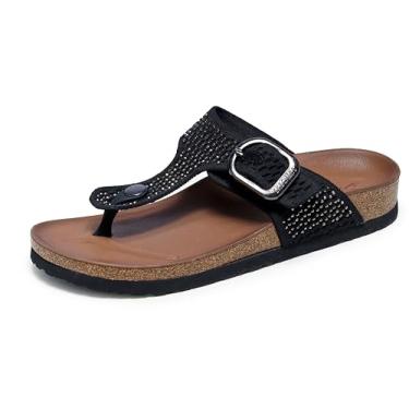 Imagem de Skechers Chinelo feminino granola-Enchanted Sparkle Fit, Preto, 42