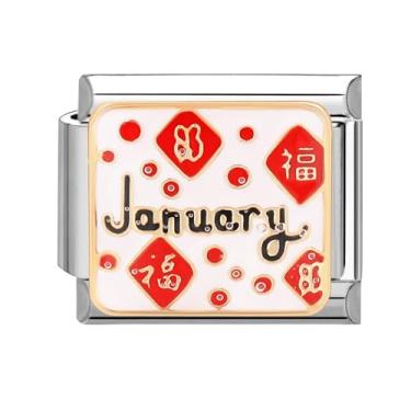 Imagem de Pulseira com berloques italianos para o mês da moda, acessórios de joias, acessórios retrô, joias, One Size, Aço inoxidável, Sem Pedra Preciosa