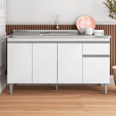 Imagem de Balcão Gabinete De Pia Para Cozinha Sem Tampo 150cm Tatiane Branco- Mabe Magazine