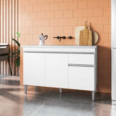 Imagem de Balcão Gabinete De Pia Para Cozinha Sem Tampo 120cm Tatiane Branco- Mabe Magazine