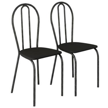 Imagem de Kit 02 Cadeiras Tubular America 004 Cromo Preto ARTEF