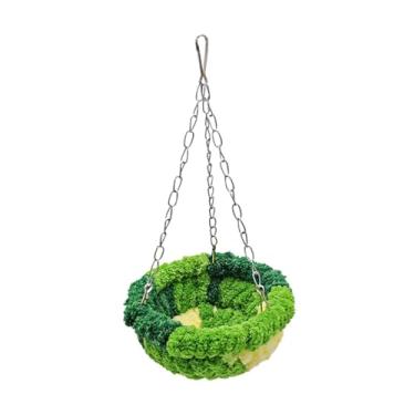 Imagem de Bothyi Rede suspensa para pássaros, balanço, quente de inverno, cama de reprodução, acessórios para gaiola para periquitos, papagaios, calopsitas e, Verde