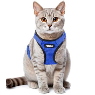 Imagem de Peitoral para gatos à prova de fuga com coleira para caminhada, suporte macio para o peito, tamanho ajustável, macio, ajustável, respirável, gatinhos, cães pequenos