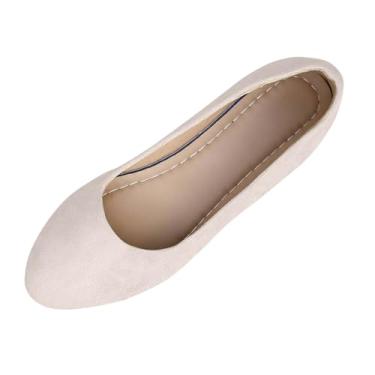 Imagem de Mocassins femininos com sola macia, cor sólida, versátil, boca rasa, respirável para uso casual, Bege, 38