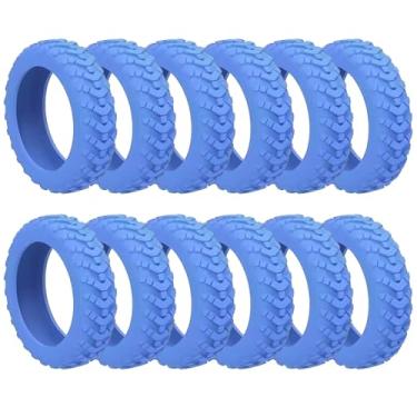 Imagem de LUMINFLY Capas de roda de bagagem azul, conjunto de 24, protetores de viagem de borracha, antiderrapantes e redutores de ruído, cabe em rodas de 2 a 6 cm