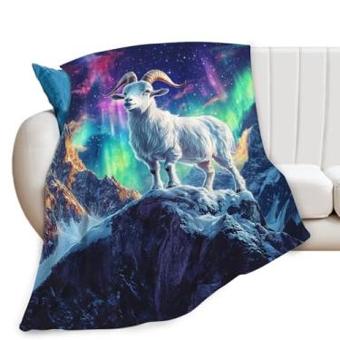 Imagem de Cobertor de cabra Aurora Mountain Goat para amantes de animais, presentes para meninas, meninos, crianças, macio, aconchegante, de lã de pelúcia para sofá-cama 127 x 101 cm