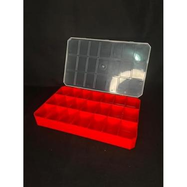 Imagem de Kit 2 Caixas Organizadoras 21 Divisões Transparente – Ideal para Joias Miçangas e Materiais Pequenos (Vermelha,2 caixas 21 divisões)