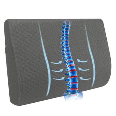 Imagem de Almofada de suporte lombar para poltrona, almofada traseira de espuma viscoelástica com alças ajustáveis para conforto e alívio das costas, perfeita para idosos, uso doméstico e relaxamento, 51 x 35,5