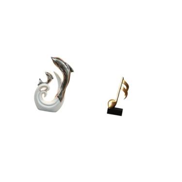 Imagem de Fenteer Estátua de Golfinho em Cerâmica com Nota Musical Abstrata, Arte Moderna E Criativa, Estatueta de Resina para Mesa, Suporte de TV, Lareira, Escritório,