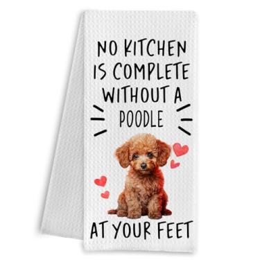 Imagem de Qpenm Toalhas de cozinha engraçadas para cães Poodle, presentes para amantes de poodle, toalhas de chá de prato, amantes de cães, mãe, pai, dono, presentes, toalha de mão decorativa para cozinha, 40 x