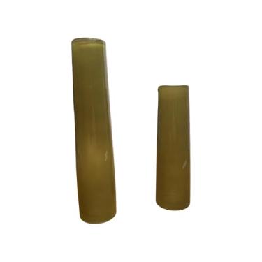 Imagem de Kit 2x de Vasos Cilíndricos em Vidro Verde Musgo, 2 Peças, Decorativo para Casa, 30cm e 24cm de Altura, 7cm de Diâmetro