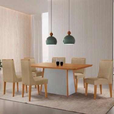 Imagem de Mesa De Jantar Diane 180cm Tampo Mdf Lam 6 Cadeiras Lisboa
