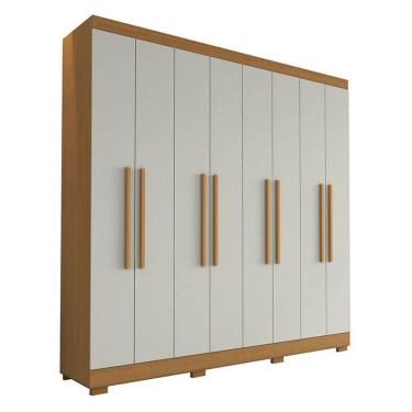 Imagem de Guarda Roupa Casal Porto 8 Portas 4 Gavetas Freijó Baunilha - Aramóveis