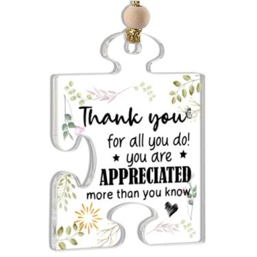 Imagem de Enfeites decorativos para pendurar quebra-cabeça de acrílico, agradecimento e agradecimento, presentes de agradecimento para amigos, líderes, colegas de trabalho, colegas, presentes para o festival de