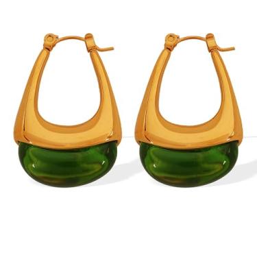 Imagem de Sparklaura Brincos de argola Boho de ouro grosso para mulheres, banhado a ouro 18 K, hipoalergênico, vintage, de aço inoxidável, brincos de formatura de formatura de verão maximalista joia presente