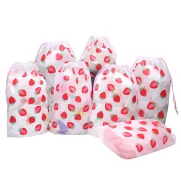 Imagem de 50 Pack Strawberry Party Favors Bag Red Strawberry Drawstring Party Favor Bags Translucent frosted Summer Berry Goodie Bags Gift Packaging Storage for Kids Boys Birthday Supplies 7.08 x 9.84 Inch
