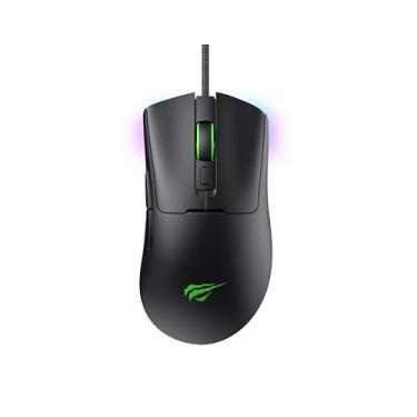 Imagem de Havit Mouse Gamer MS966 Black, USB, Bluetooth, Iluminação RGB, 7 Botões, 800-1600-3200-6400-8000-12000 DPI, Preto