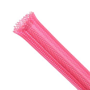 Imagem de Manga de cabo expansível trançada, tear de fio de PET, gerenciamento de cabos de malha flexível para TV, computador, home theater, automotivo, protege o gato de cordas de mastigar (rosa, 1/20.3 cm x