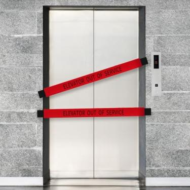 Imagem de Nuanchu 2 peças de placa de elevador fora de serviço com extremidades magnéticas, barreira de barricada de porta de nylon de aviso para porta de metal hospitais edifícios de apartamentos comerciais