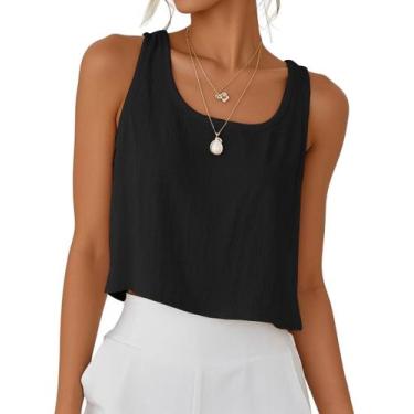 Imagem de Camiseta regata IDEALSANXUN de linho  preta tamanho S