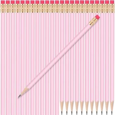 Imagem de Weekgrat 24 lápis redondos HB lindos lápis a granel para escola grafite lápis de cor de madeira com borracha para desenhar, esboçar, casamento, escola, material de professor, recompensa de estudante