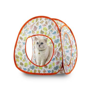 Imagem de Andiker Tenda para gatos, 3 furos, segura e forte, túnel dobrável fácil de carregar, casa para gatos internos, gatinhos, se esconder, brincar, treinar, dormir (barraca de pássaro)