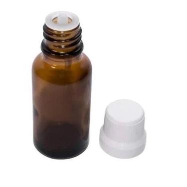 Imagem de Kit Com 5 Frasco Gotejador Ambar 50Ml Tampa Branca - Rplabor