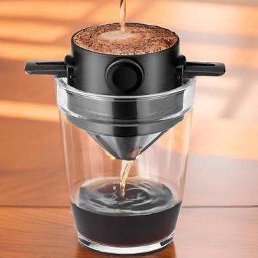 Imagem de Mini Coador De Café Pequeno Reutilizável Xícara Inox - Individual