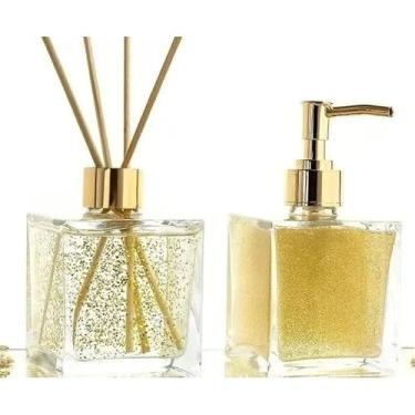 Imagem de Kit Lavabo Bandeja Saboneteira Aromatizador Cubo 250ml(KIT SEM BANDEJA,Rose)