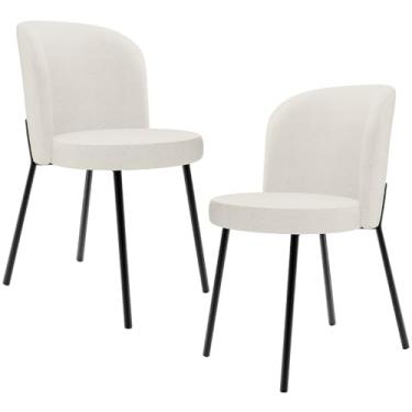 Imagem de Kit 2 Cadeiras Sala de Jantar Estofada Gavi L02 Linho Bege - Lyam Decor