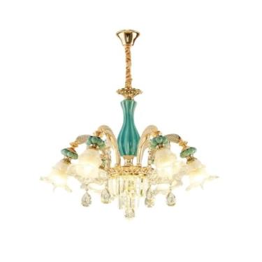 Imagem de Luminária pendente de cristal moderna e minimalista em estilo europeu - Ideal para sala de estar, sala de jantar e quarto (6 lâmpadas)