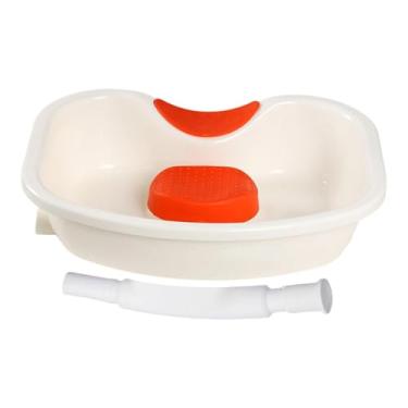 Imagem de ChuYiElegance Lavatório para Cabelo, Bandeja para Lavar com Tubo de Drenagem E Mangueira, Tigela de Xampu com Borda Lisa, Banheira para Lavar Cabelo, para Cabeceira, Branco