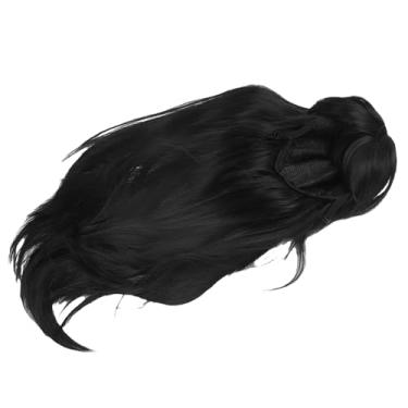 Imagem de KUIDAMOS Peruca Longa Reta Preta Com Franja Macia de Fibra de Alta Temperatura Fácil Manutenção para Festa Diária, 70cm Peruca de Cabelo Sintético Cosplay Feminino (Preto)