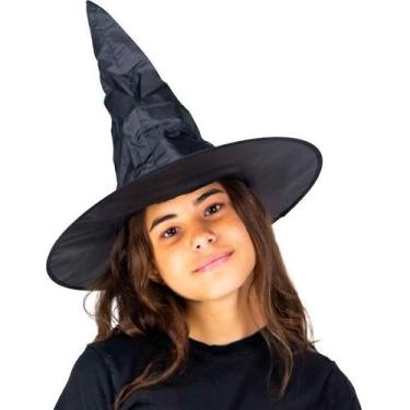 Imagem de Chapéu de Bruxa pra Fantasia de Halloween Preto - Fantasias Carol FSP,