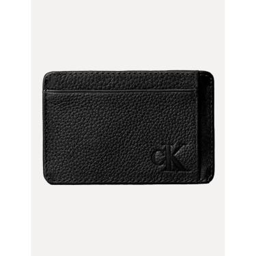 Imagem de Carteira Calvin Klein Jeans Porta Cartão Couro CKJ FLoater Queima Preta-Masculino