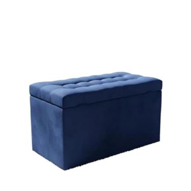 Imagem de Puff Baú Decorativo Estofado C/pistão á gás 68 cm 100% MDF(AZUL ROYAL,Pés em PVC)