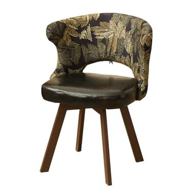 Imagem de HGTRH Cadeiras de jantar giratórias de 360°, cadeira estofada com apoio de braço e encosto vazado, pernas grossas de madeira maciça, 150 kg, 1 peça